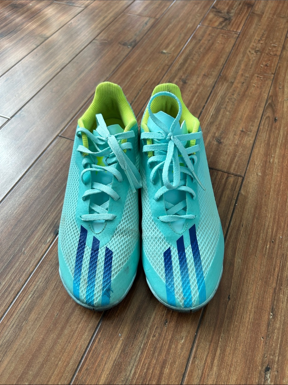 adidas Kids Aqua Blue Sneakers with Lime Interior